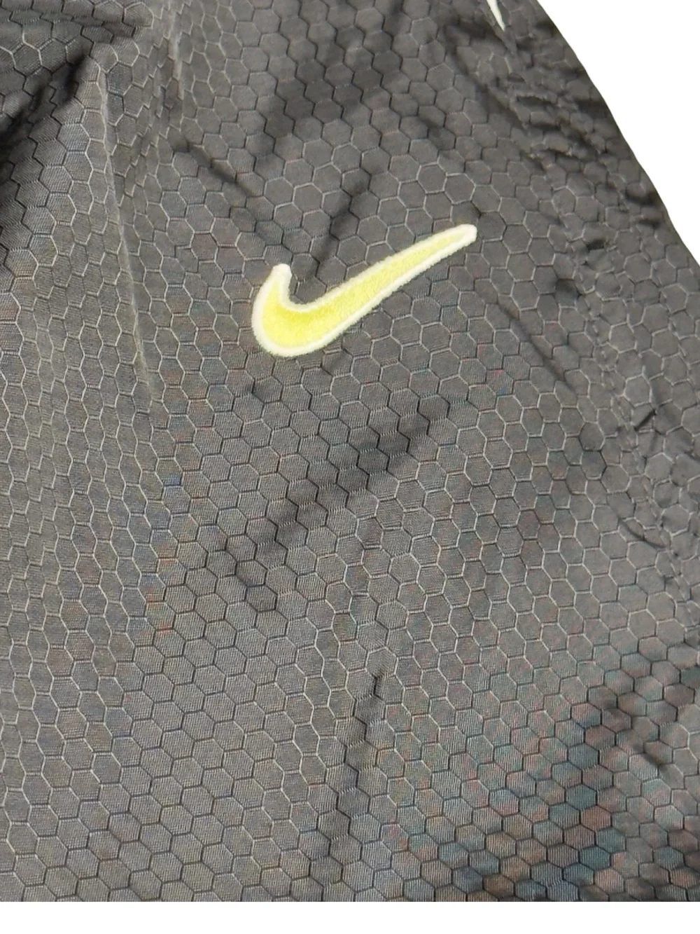 Nike Black Volt Nylon Zip Leg Drawstring Track Athletic Wind Pants